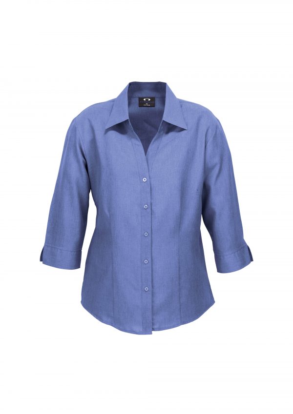 Ladies Plain Oasis 3/4 Sleeve Shirt - Mid Blue