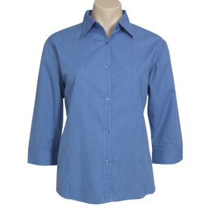 Ladies Micro Check 3/4 Sleeve Shirt