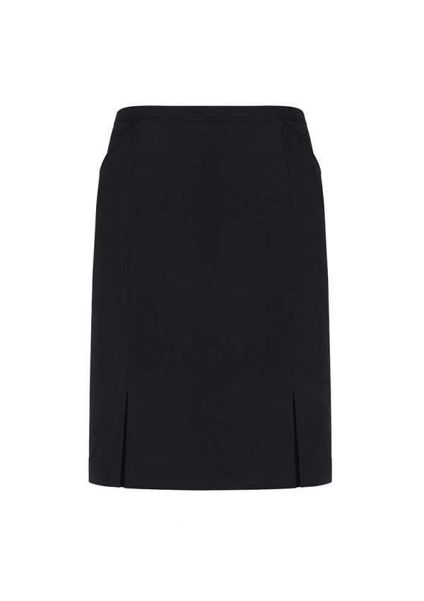Womens Front Pleat Detail Straight Skirt - Black
