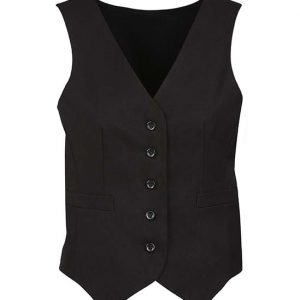 Ladies Peaked Vest with Knitted Back - Black