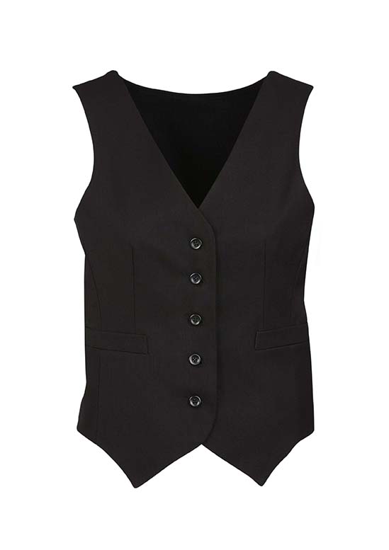 Ladies Peaked Vest with Knitted Back - Black
