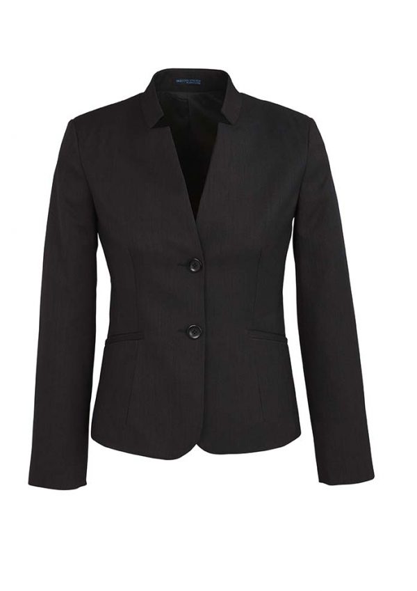 Womens Short Jacket with Reverse Lapel - Black
