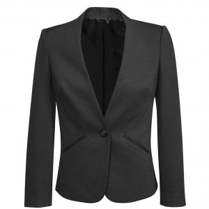 Womens Collarless Jacket - Charcoal