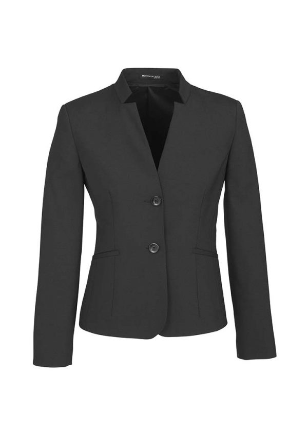 Womens Short Jacket with Reverse Lapel - Charcoal