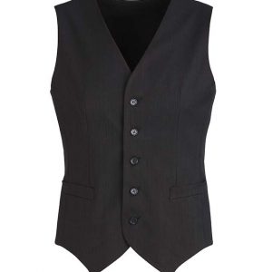 Mens Peaked Vest with Knitted Back - Black
