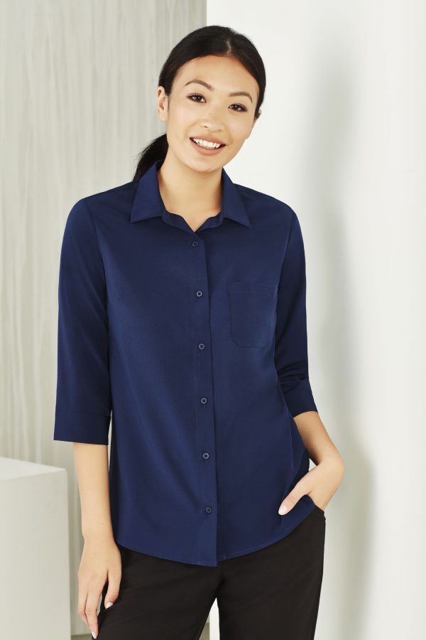 Ladies 3/4 Sleeve Florence Shirt - Navy