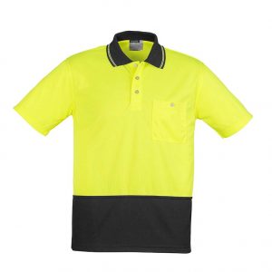Unisex Hi Vis Basic Spliced Polo - Short Sleeve - Yellow/Black