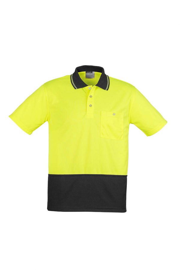 Unisex Hi Vis Basic Spliced Polo - Short Sleeve - Yellow/Black