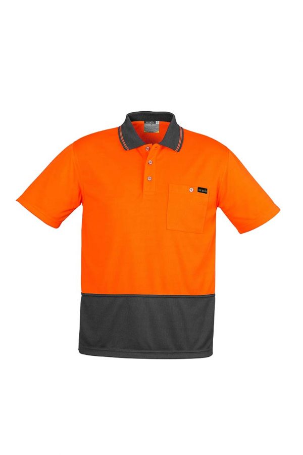 Mens Comfort Back S/S Polo - Orange/Charcoal