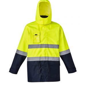 Mens Hi Vis Basic 4 in 1 Waterproof Jacket - Yellow/Navy