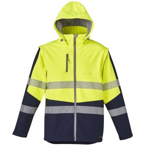 Unisex 2 in 1 Stretch Softshell Taped Jacket - Yellow/Navy