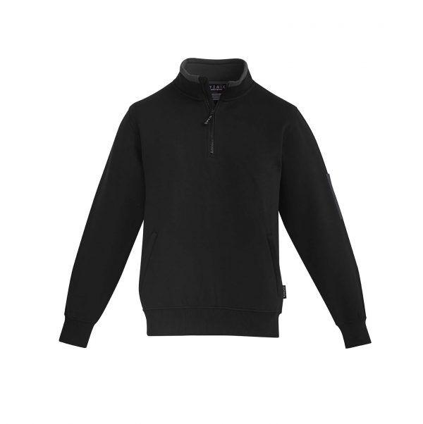 Mens 1/4 Zip Brushed Fleece - Black/Charcoal