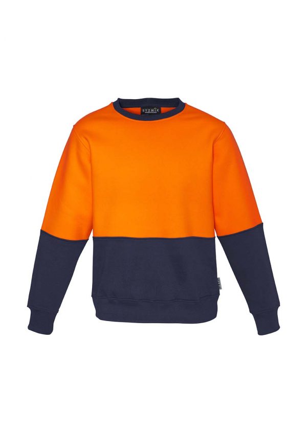 Unisex Hi Vis Crew Sweatshirt - Orange/Navy
