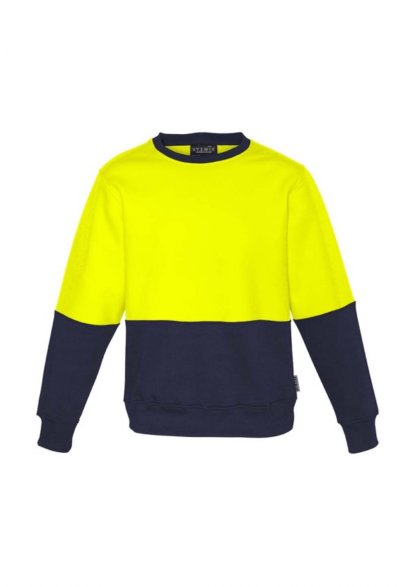Unisex Hi Vis Crew Sweatshirt - Yellow/Navy