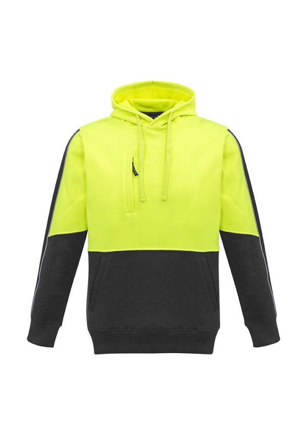 Unisex Hi Vis Pullover Hoodie - Yellow/Charcoal