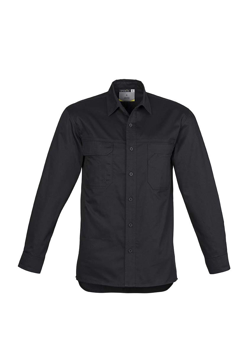 Mens Open Front Long Sleeve Shirt. 100% Cotton 145gsm Light Weight