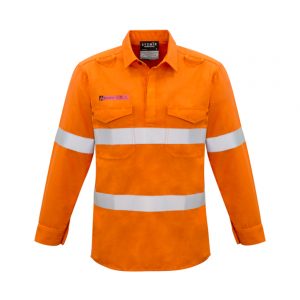 Mens FR Closed Front Hooped Taped Shirt - Orange