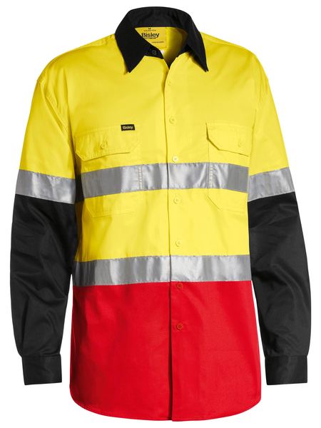 Hi Vis Open Front, Long Sleeve, 3M Taped, 3 Toned Shirt. 100% Cotton ...