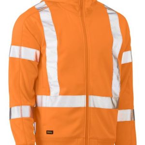 X Taped Hi Vis Zip Front Fleece Rail Hoodie - BK6819XT - Rail Orange