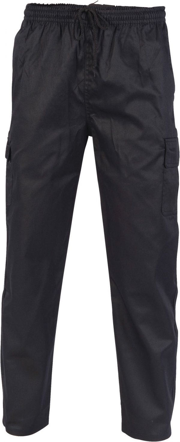 Unisex Drawstring Chefs Cargo Pants - 1506 - Black