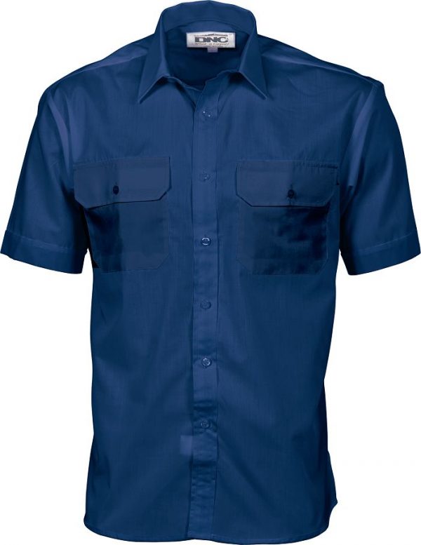 Mens Short Sleeve Work Shirt. 65% Polyester
