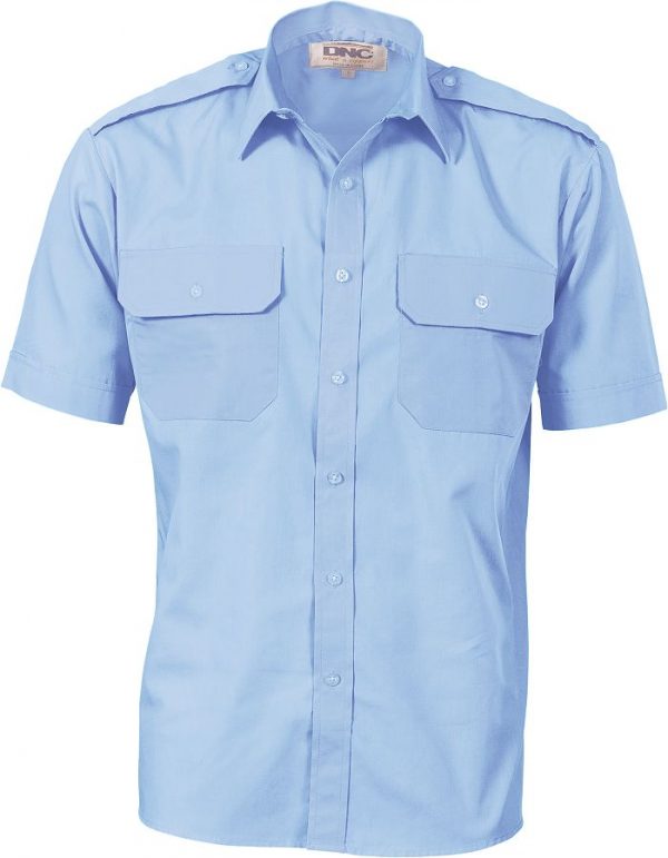 Mens Epaulette Short Sleeve Work Shirt. 65% Polyester