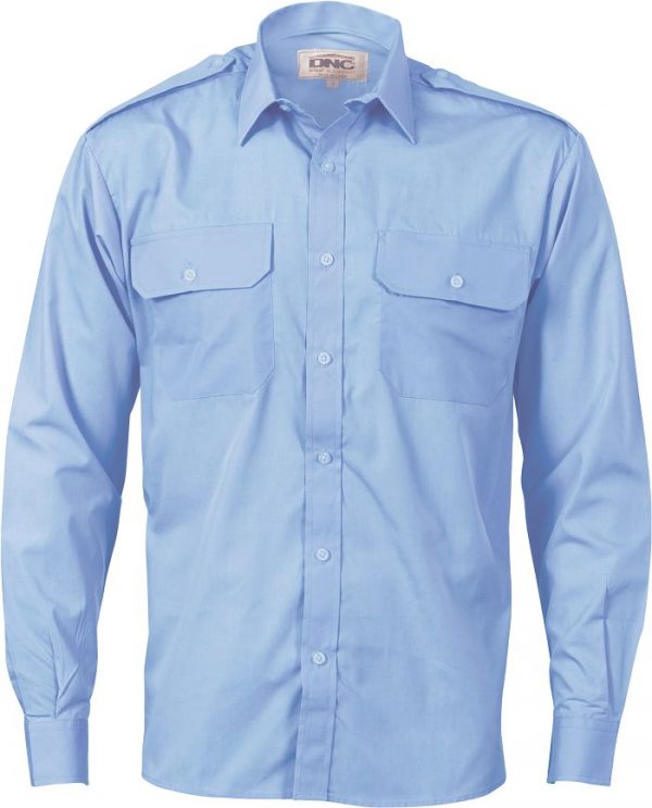 Mens Epaulette Long Sleeve Work Shirt. 65% Polyester