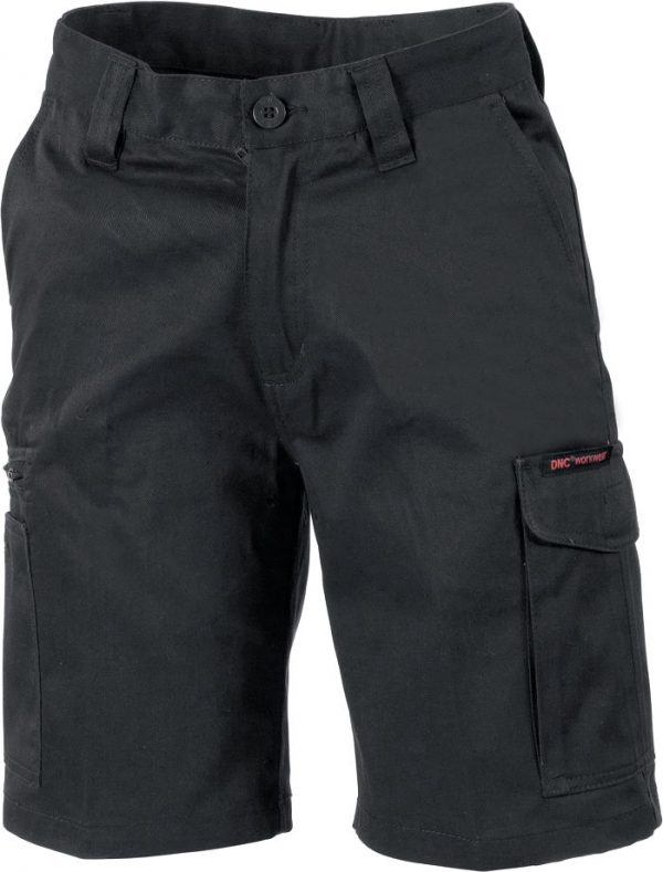 Ladies Digga Cargo Shorts. 100% Cotton. 265gsm. Mid Weight - 3355 - Black