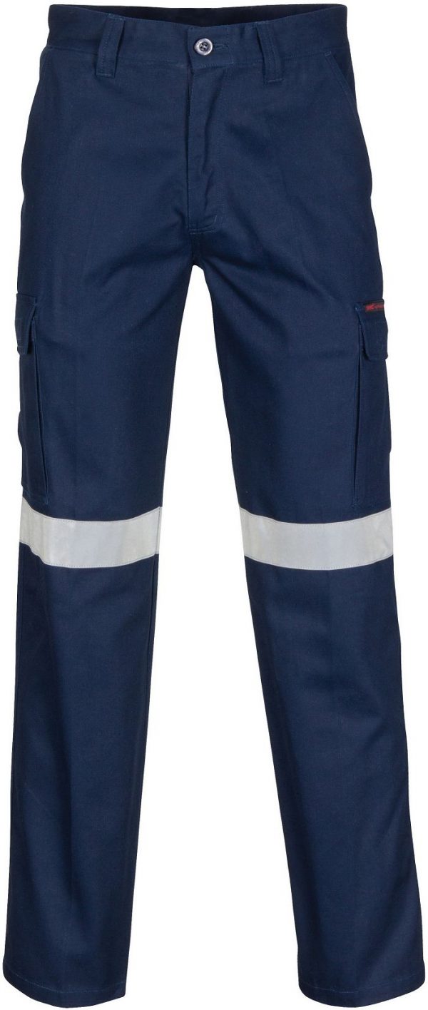 Mens Hi Vis Taped Cargo Pants. 100% Cotton. 265gsm. Mid Weight - 3360 - Navy
