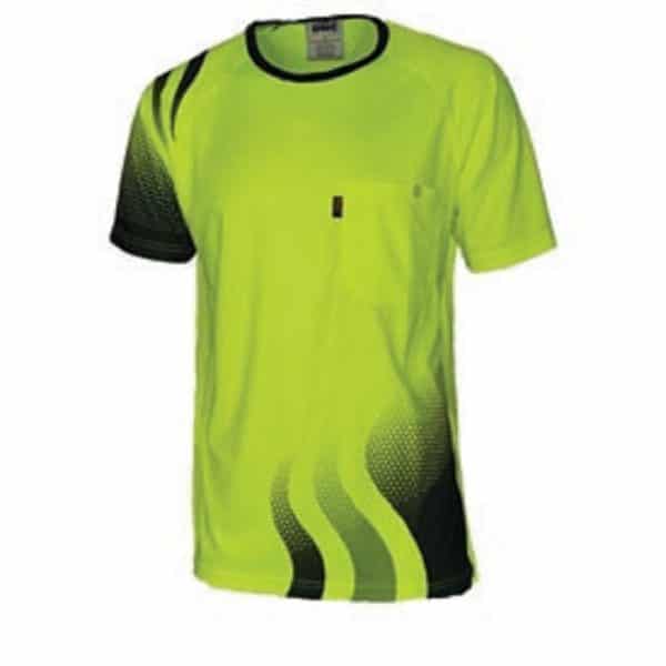 Mens Hi Vis Wave Sublimated Tee. 100% Polyester. 175gsm - 3562 - Yellow/Navy