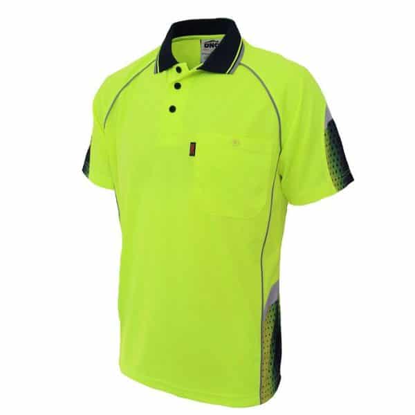 Mens Hi Vis Galaxy Sublimated Polo. 100% Polyester. 175gsm - 3564 - Yellow/Navy