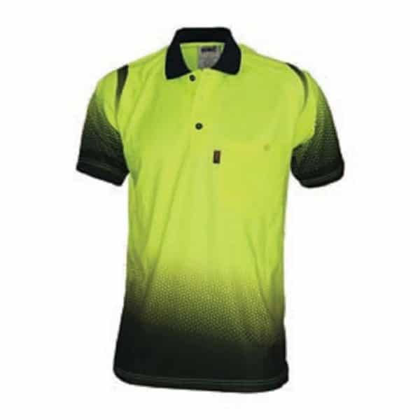 Mens Hi Vis Ocean Sublimated Polo. 100% Polyester. 175gsm - 3568 - Yellow/Navy
