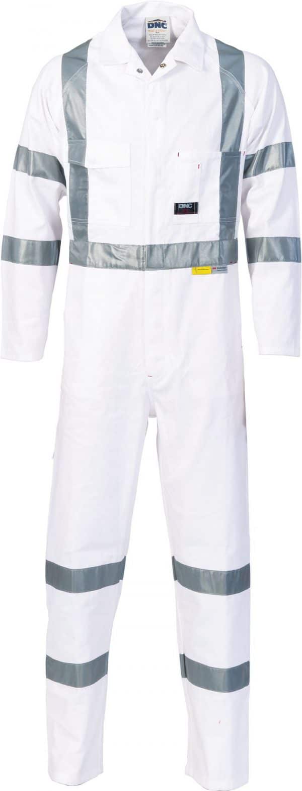 RTA Night Worker Coverall with 3M 8910 R/Tape. 100% Cotton. 311gsm. Regular Weight - 3856 - White
