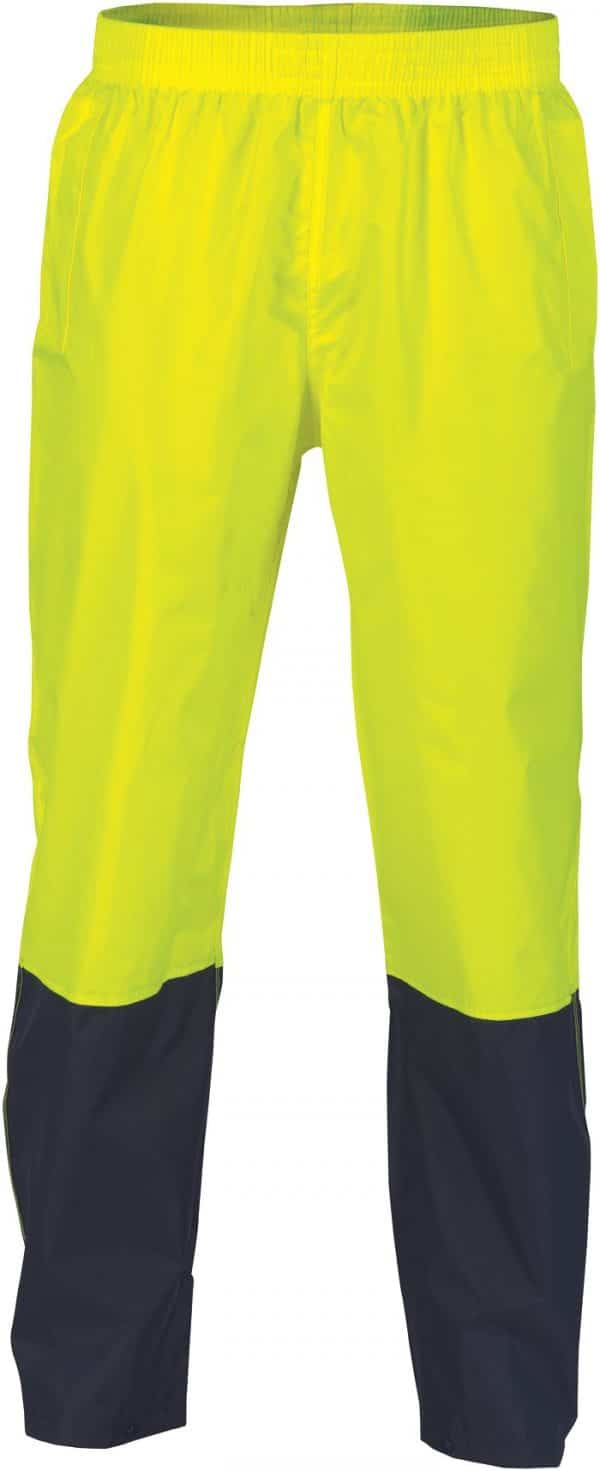 Hi Vis Two Tone Light Weight Rain Pants - 3878 - Yellow/Navy