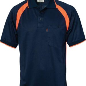 Mens Short Sleeve Coolbreathe Contrast Polo. 100% Polyester. 175gsm - 5216 - Navy/Orange