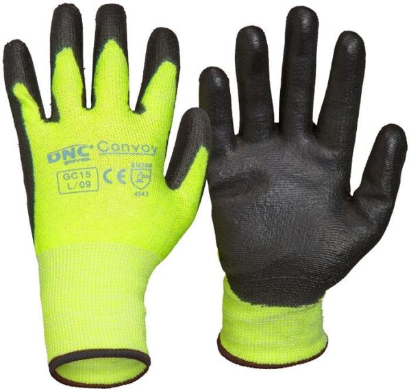 Convoy Hi Vis Yellow Safety Gloves - GC15 - Black/HiVis Yellow