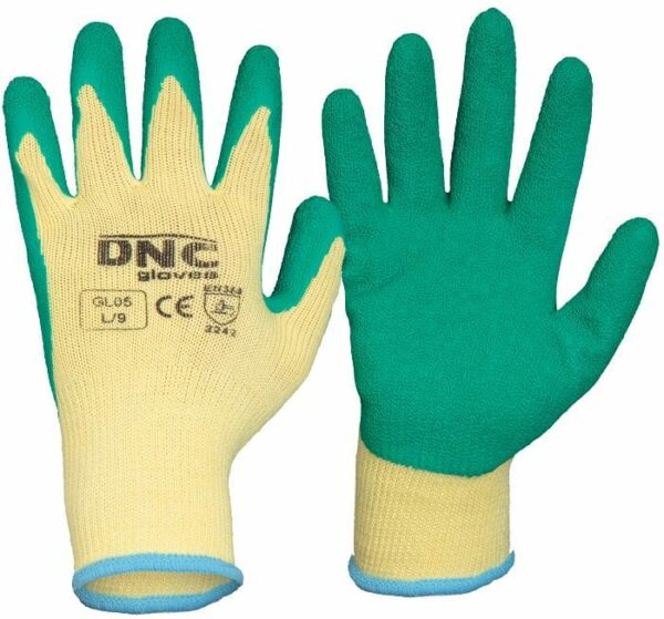 Premium Green Textured Latex Palm Safety Gloves - GL05 - Green/Nature