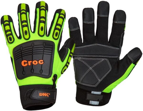 CROC Safety Gloves for  Medium/ Heavy Duty Handling - GM12 - HiVis Yellow/Black