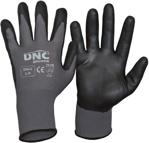Nitrile Breathe Foam Coated Palm and Finger Safety Gloves - GN03 - Black/Grey
