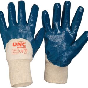 Blue Nitrile 3/4 Dip Wet or Liquid Handling Safety Gloves - GN32 - Blue/Nature