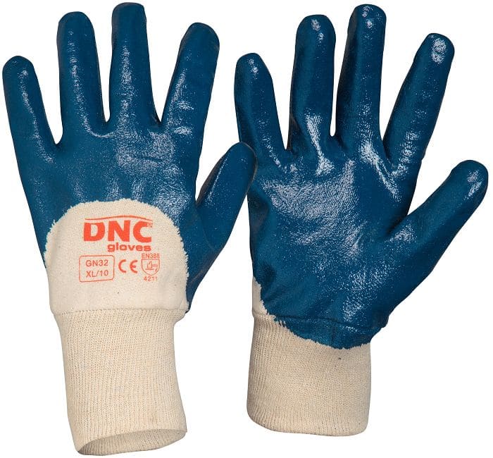 Blue Nitrile 3/4 Dip Wet or Liquid Handling Safety Gloves - GN32 ...