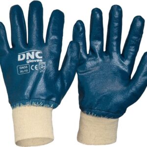 Blue Nitrile Full Dip Wet or Liquid Handling Safety Gloves - GN33 - Blue/Nature
