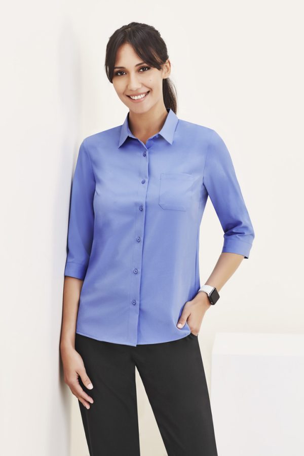 Ladies 3/4 Sleeve Florence Shirt - Mid Blue