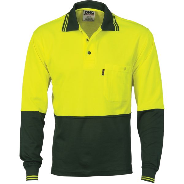 Mens Hi Vis Long Sleeve Cotton Back