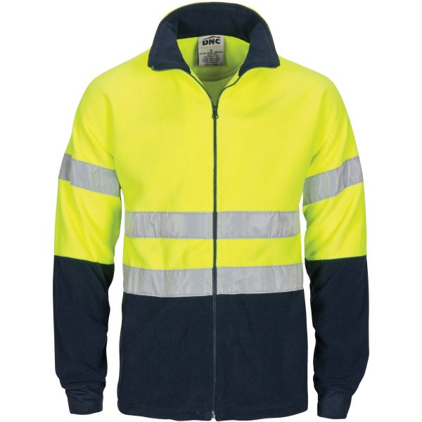 Hi Vis Taped Two Tone Full Zip Polar Fleece Jumper - 3830 - Yellow/Navy