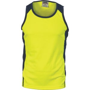 Mens Two Tone Action Singlet. 100% Polyester. 175gsm - 3842 - Yellow/Navy