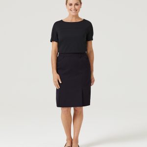 Ladies Gaberdine Flex Waist Pleat Skirt