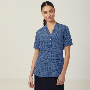 Ladies Pixel Print Short Sleeve Tunic