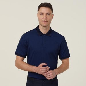 Mens Textured Cotton Poly Polo