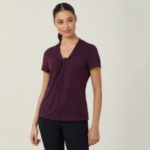 Ladies Matt Jersey Twist Neck Top